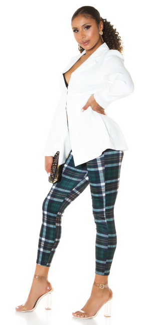 high-waist trousers with checked pattern Green